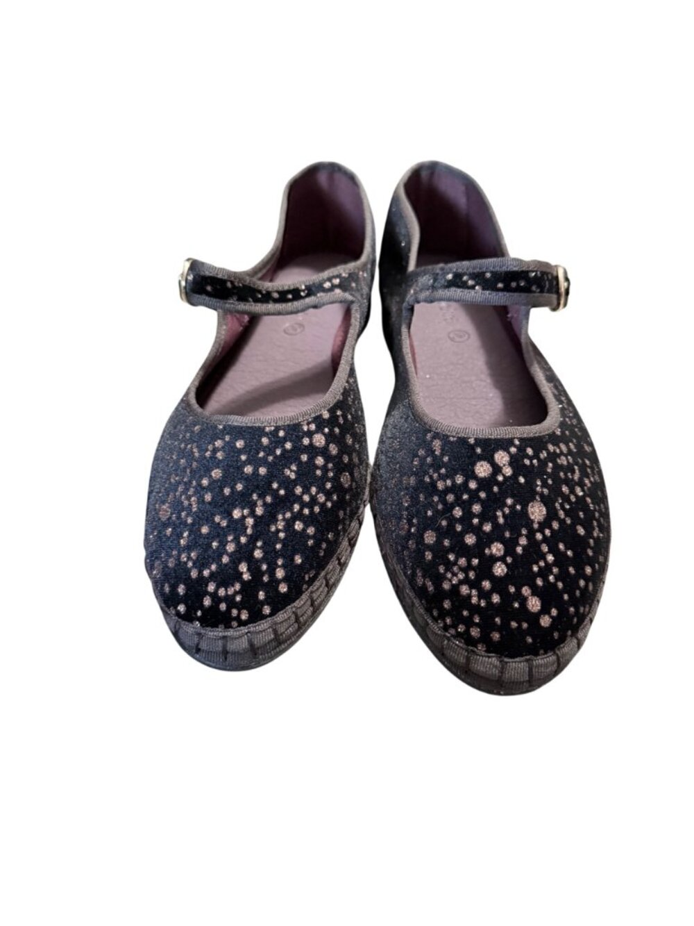 NWOB Flabelus Mary Jane Ondine Black Velvet Rose Glitter Flats Womens EU39 US 8 - Picture 5 of 9